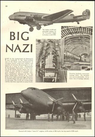 1943 Ww2 Aviation Article Junkers Ju 90 Big Luftwaffe Transport Plane 082618