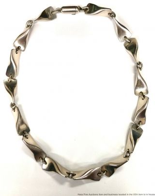 Georg Jensen Vintage Mid Century Sterling Silver 16in Ladies Necklace 104b