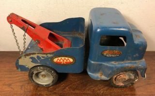 Vintage Blue Tonka Wrecker Tow Truck Mound Metalcraft Pressed Steel Ford Coe