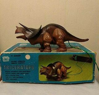 Vintage Toytown Sears Remote Control Dinosaur Triceratops W/ Box