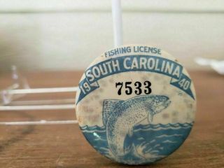 Two Vintage South Carolina Hunting and Fishing Badges 2