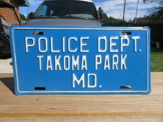 Vintage Maryland Takoma Paek Police License Plate Tag