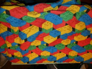 Vintage Lego Bedspread 1970s Comforter Red Blue Yellow