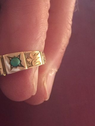 Rare Antique Victorian 9ct Rose Gold Pearl & Turqoise Ladies Ring B/ham 1899 M/6 2