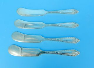 VINTAGE SET 4 WHITING CINDERELLA PATTERN STERLING SILVER BUTTER KNIFE 2