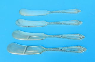 VINTAGE SET 4 WHITING CINDERELLA PATTERN STERLING SILVER BUTTER KNIFE 5