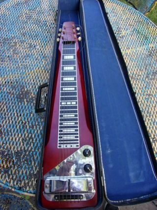 Vtg Rickenbacker 60 ' s Electro 105 minty Lap Guitar Red Fireglo Sounds good 4