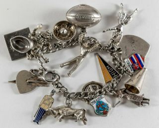 Vintage Sterling Charm Bracelet Loaded With 16 Great Charms