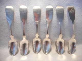 Coin Silver William H J Read Philadelphia Pennsylvania Set/6 Teaspoons,  Ca.  1840