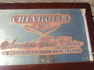 Vintage GM 1950 - 1960 Chevrolet dealership showroom frame plaque 24 