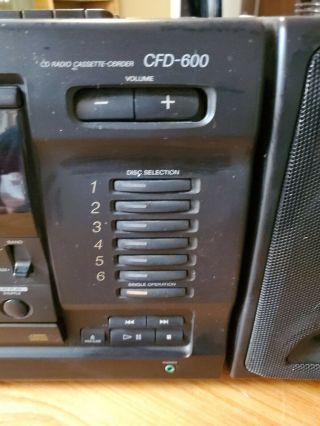 Vintage Sony CFD - 600 6 CD Changer Cassette AM FM Radio Stereo Boombox 3