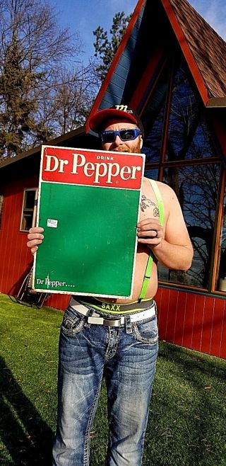 Vintage old Dr Pepper Soda Pop Metal Menu Board Sign 20inX14in 4