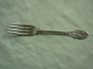 Antique Victorian Coin Silver 5.  75 " Youth Fork W/ Radiant Grecian Pattern Handle