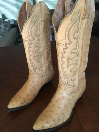 Vtg.  Tony Lama Wms Sz.  7 - 1/2 Authentic Ostrich Western Full Quill Boots.
