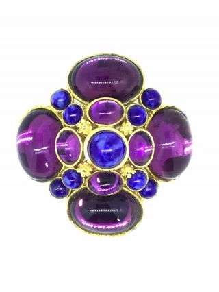 Costume Pin Brooch Cabochons.  And Lapis Glass Stones Large Stunning