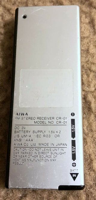 Aiwa CR - 01 Miniature FM Stereo Receiver Pocket (Rare Vintage) 6