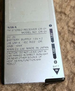 Aiwa CR - 01 Miniature FM Stereo Receiver Pocket (Rare Vintage) 7