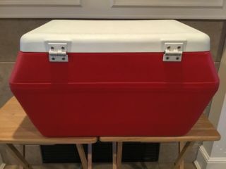 Vintage RARE RED Gott 60 Quart Cooler w/ Freeze Bottles & Tray FIND USA 8