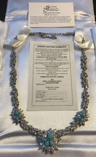 Suzanne Somers Vintage Necklace.  Turquoise,  Rhinestones,  Silver Limited Edition