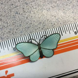Sterling Silver Ivar Holth Norway Green Enamel Butterfly Brooch Pin 2