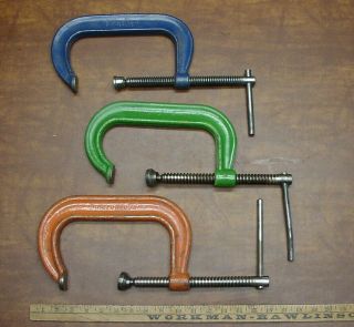 3 Vintage Quality 6  C " Clamps,  Including {2} Wilton 406,  & Armstrong 78 - 406