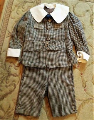 Antique Boys Buster Brown Wool Tweed Suit Made By Mayer Bros.  Chicago 1800 