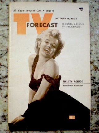 TV Guide 1952 Marilyn Monroe Pre National TV Forecast Bob Hope EX/NM Rare 2