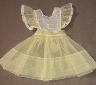 Vintage 50’s Girls Sheer Organdy Yellow And White Apron Pinafore Party Dress