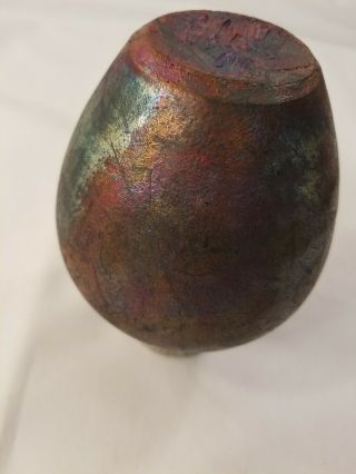 Bruce Odell Raku Ceramic Vase Iridescent Vintage Fine Art 1994 6