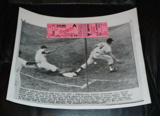 Rare 1959 Dodgers Playoff Game Full Ticket Vs Braves Win Pennant,  Wire Photo