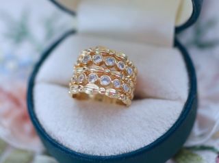 Antique Jewellery Gold Ring White Sapphires Vintage Jewelry Size 9 Or R