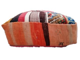 Vintage Handmade Moroccan Berber Rug Pouf Ottoman Beni Ourain 24 