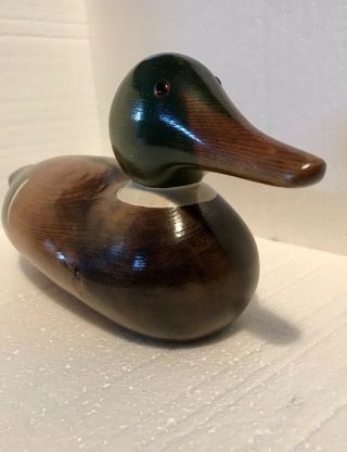 Vintage Mason Duck Decoy Solid Wood Signed Frank L.  Beall 11/7/89 4 Of 4