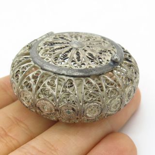 Vtg Italy 800 Silver Filigree Rosary Box / Pill Box