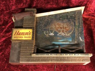 Vintage Hamms Beer Starry Night Motion Lighted Sign Goblets Western Prices Parts