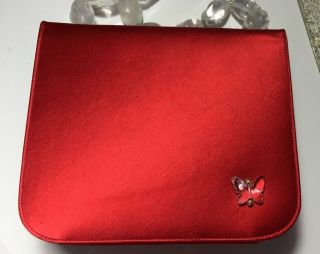 Renaud Pellegrino Red Satin Bag Purse Actual Rock QUARTZ HANDLE Butterflies 2