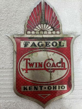 Vintage Fageol Twin Coach Bus Emblem Logo Badge