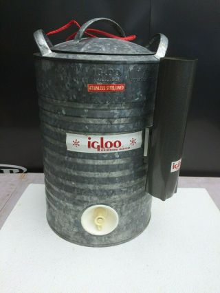 Vintage Igloo Water Cooler 5 Gallon Stainless Lined Heavy Duty Cup Dispenser