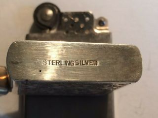 Vintage Sterling Silver Cigarette Lighter Hand Tooled Unengraved 3