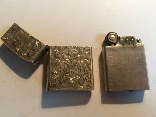 Vintage Sterling Silver Cigarette Lighter Hand Tooled Unengraved 4