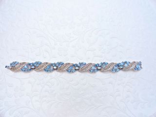 Vtg Trifari Light Blue Sapphire Clear Rhinestone Jeweled Symphony Bracelet 2
