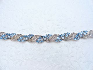 Vtg Trifari Light Blue Sapphire Clear Rhinestone Jeweled Symphony Bracelet 4