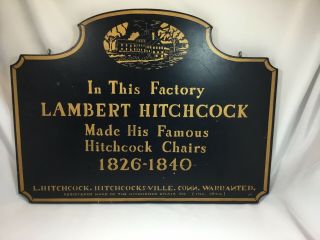 Vintage Lambert Hitchcock Double Sided Painted Wood Factory Sign 21 " X 15 1/2 "