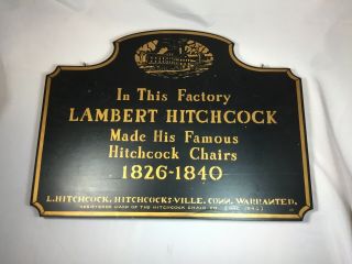 Vintage LAMBERT HITCHCOCK Double Sided Painted Wood Factory Sign 21 
