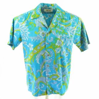 Vintage 60s King Kamehameha Hawaiian Aloha Shirt Medium Tropical Paisley