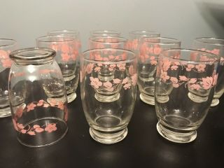 (10) Vintage Pyrex Pink Gooseberry Water / Juice Glasses Correlle Medium