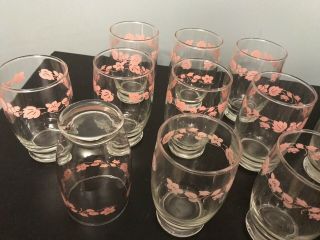 (10) Vintage Pyrex Pink Gooseberry Water / Juice Glasses Correlle Medium 2