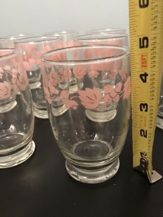 (10) Vintage Pyrex Pink Gooseberry Water / Juice Glasses Correlle Medium 5