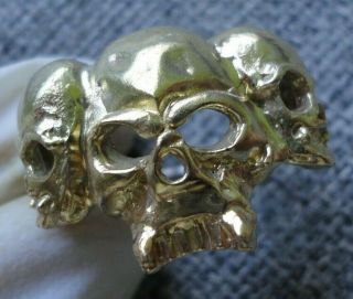 Museum Antique Georgian Victorian Memento Mori Group Skulls Gold Silver Ring