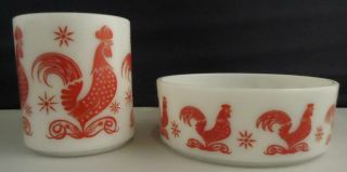 Vtg Rare Hazel Atlas Red Rooster Coffee Cup Mug Childrens Kids Cereal Bowl Exclt